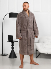 Изображение товара «Мужской халат (на запах с поясом) из велсофта «Идеал-3 [серый]» арт 85678» из магазина «Ивановский-Текстиль.РФ»
