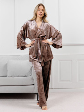 Изображение товара «Женский костюм (кимоно+брюки) из стрейч-велюра «Мерцание-2 [капучино]» арт 87357» из магазина «Ивановский-Текстиль.РФ»