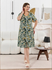 Изображение товара «Женский халат (на молнии) из кулирки «Нора [зеленый]» арт 88886» из магазина «Ивановский-Текстиль.РФ»