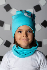 Изображение товара «Комплект головных уборов для ребенка (шапка+снуд) из рибаны «85 голубой» арт 73679» из магазина «Ивановский-Текстиль.РФ»