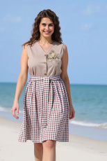 Изображение товара «Женский сарафан из кулирки «Гербера-3 [бежевый]» арт 82669» из магазина «Ивановский-Текстиль.РФ»