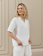 Изображение товара «Женская блузка из фактурного полотна «Женская ясмина-1 [белый]» арт 89871» из магазина «Ивановский-Текстиль.РФ»