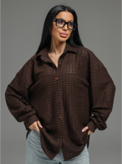 Изображение товара «Женская рубашка из футера 3х нитки петли жаккарда «Стелла [шоколад]» арт 87534» из магазина «Ивановский-Текстиль.РФ»