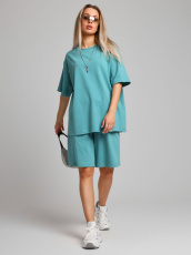 Изображение товара «Женский костюм (футболка+шорты) из кулирки «Азарт-3 [зеленый]» арт 88239» из магазина «Ивановский-Текстиль.РФ»