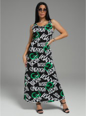 Изображение товара «Женский сарафан из кулирки «Виринея [буквы зеленый]» арт 83615» из магазина «Ивановский-Текстиль.РФ»