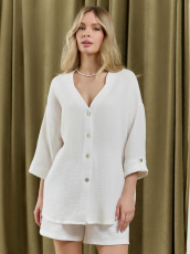 Изображение товара «Женская блузка из фактурного полотна «Женская асель-2 [белый]» арт 89991» из магазина «Ивановский-Текстиль.РФ»