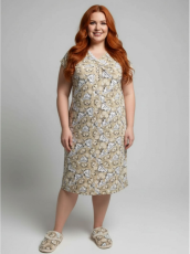 Изображение товара «Женская сорочка из кулирки «Пышечка [бежевый]» арт 87723» из магазина «Ивановский-Текстиль.РФ»