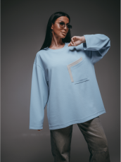 Изображение товара «Женский свитшот из трикотажа вафли «Дабл [небесный]» арт 86183» из магазина «Ивановский-Текстиль.РФ»