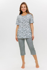 Изображение товара «Женская пижама (футболка+бриджи) из кулирки «1947» арт 71255» из магазина «Ивановский-Текстиль.РФ»