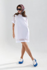 Изображение товара «Женская туника из кулирки с лайкрой «Раби [белый]» арт 83890» из магазина «Ивановский-Текстиль.РФ»