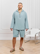 Изображение товара «Мужской костюм (майка+шорты) из фактурного полотна «Нептун-1 [серо-голубой]» арт 90016» из магазина «Ивановский-Текстиль.РФ»