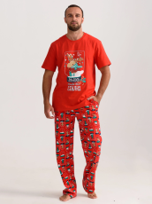 Изображение товара «Мужская пижама (футболка+брюки) из кулирки «Все будет! 2262-К (красный)» арт 78443» из магазина «Ивановский-Текстиль.РФ»