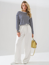 Изображение товара «Женский лонгслив из кулирки «Полоса 2394-к (синий)» арт 86614» из магазина «Ивановский-Текстиль.РФ»