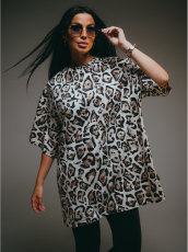 Изображение товара «Женская футболка из кулирки «Ирбис [леопард бежевый]» арт 85377» из магазина «Ивановский-Текстиль.РФ»