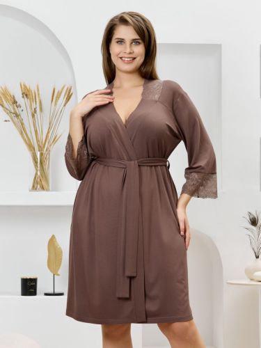 Изображение товара «Женский халат (на запах с поясом) из вискозы «Джара-3 [коричневый]» арт 87656» из магазина «Ивановский-Текстиль.РФ»