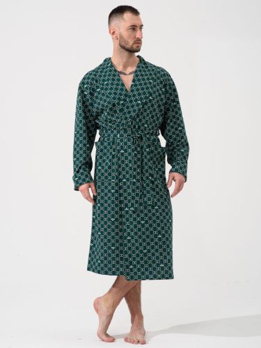 Изображение товара «Мужской халат (на запах с поясом) из кулирки «Люкс 2441-К (зеленый)» арт 87796» из магазина «Ивановский-Текстиль.РФ»