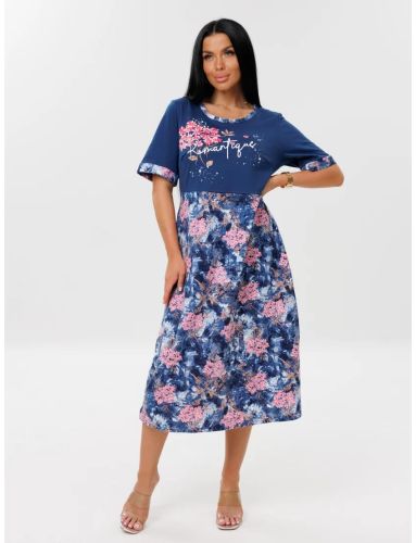 Изображение товара «Женское платье из кулирки «Пл-167 (К) (сине-розовый)» арт 86720» из магазина «Ивановский-Текстиль.РФ»