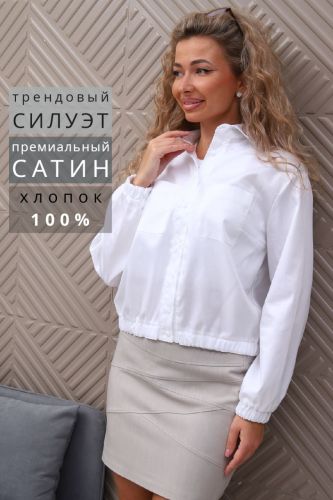 Изображение товара «Женская рубашка из сатина «1080 [белый]» арт 92881» из магазина «Ивановский-Текстиль.РФ»