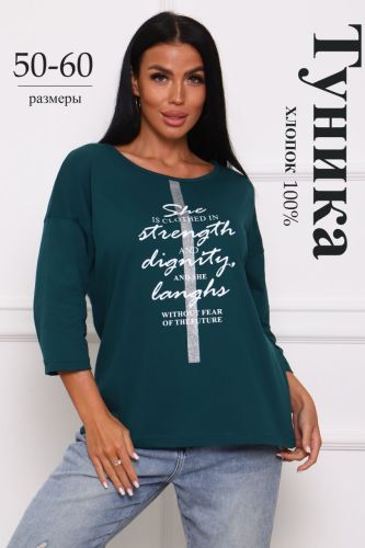 Изображение товара «Женская туника из кулирки «29547 [изумруд]» арт 92516» из магазина «Ивановский-Текстиль.РФ»