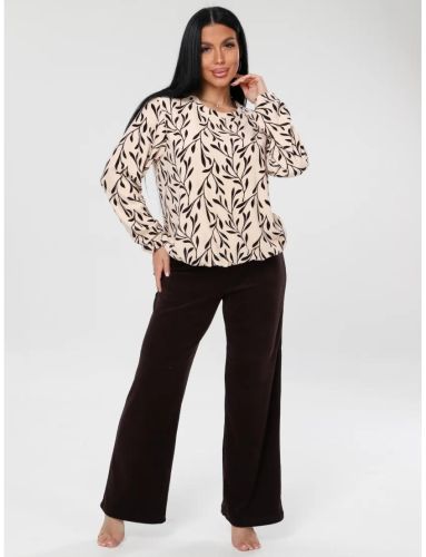 Изображение товара «Женский костюм (кофта+брюки) из махры «К- 212 (М) (бежевый)» арт 86951» из магазина «Ивановский-Текстиль.РФ»