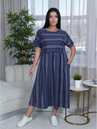Изображение товара «Женское платье из кулирки «Анабель [синий]» арт 85609» из магазина «Ивановский-Текстиль.РФ»
