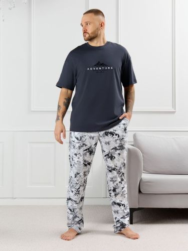 Изображение товара «Мужской костюм (футболка+брюки) из кулирки «Олимп-3 [графитовый]» арт 87647» из магазина «Ивановский-Текстиль.РФ»