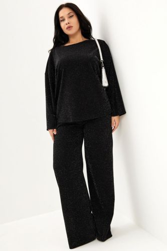 Изображение товара «Женский костюм (с брюками) из джерси с люрексом «О41 [черный]» арт 92326» из магазина «Ивановский-Текстиль.РФ»