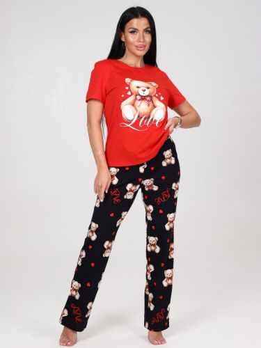 Изображение товара «Женский костюм (футболка+брюки) из кулирки «2417кф-120» арт 82938» из магазина «Ивановский-Текстиль.РФ»