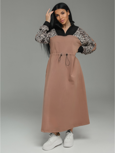 Изображение товара «Женское платье из футера с лайкрой пенье «Луиза [кофе]» арт 87268» из магазина «Ивановский-Текстиль.РФ»