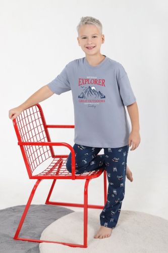 Изображение товара «Костюм для мальчика (футболка+брюки) из кулирки «Тревел-1 [серый]» арт 81007» из магазина «Ивановский-Текстиль.РФ»