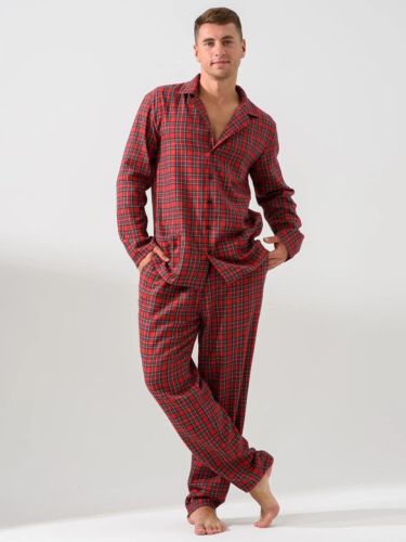 Изображение товара «Мужская пижама (рубашка+брюки) из фланели «Добрый вечер 2162-Ф (бордовый)» арт 86676» из магазина «Ивановский-Текстиль.РФ»