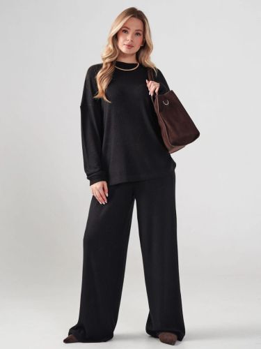 Изображение товара «Женский костюм (лонгслив+брюки) из лапши «Ангора 2412-Л (черный)» арт 86683» из магазина «Ивановский-Текстиль.РФ»