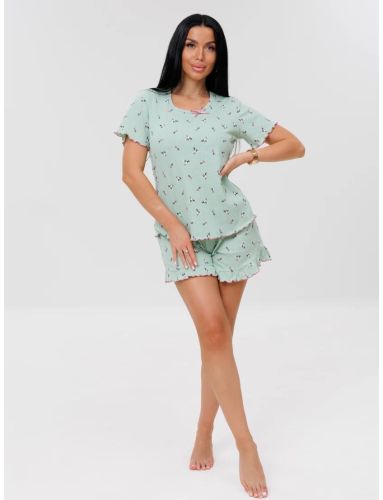 Изображение товара «Женская пижама (футболка+шорты) из кашкорсе «П- 97 (Каш) (колибри)» арт 87933» из магазина «Ивановский-Текстиль.РФ»