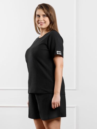 Изображение товара «Женская футболка из фактурного трикотажа «Рената-4 [черный]» арт 87676» из магазина «Ивановский-Текстиль.РФ»