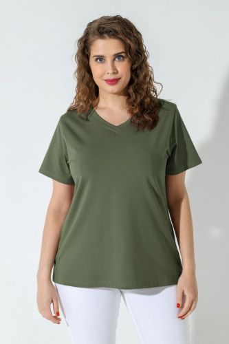 Изображение товара «Женская футболка из кулирки с лайкрой «Базис-5 [хаки]» арт 89860» из магазина «Ивановский-Текстиль.РФ»