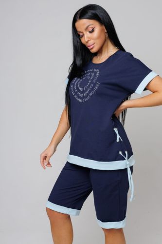 Изображение товара «Женский костюм (футболка+шорты) из кулирки с лайкрой «2150» арт 83956» из магазина «Ивановский-Текстиль.РФ»