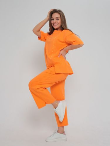 Изображение товара «Женский костюм (футболка+кюлоты) из футера с лайкрой «Селин [оранжевый]» арт 83318» из магазина «Ивановский-Текстиль.РФ»