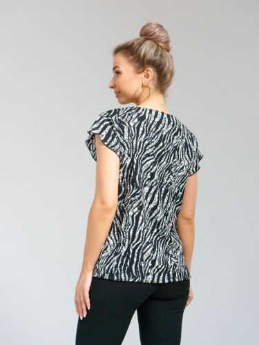 Изображение товара «Женская блузка из жатки «Бж-08 (черный)» арт 84011» из магазина «Ивановский-Текстиль.РФ»