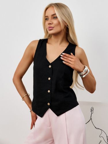 Изображение товара «Женский жилет из льна-вискозы «Аманти-1 [черный]» арт 89676» из магазина «Ивановский-Текстиль.РФ»