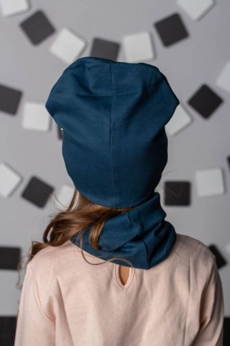 Изображение товара «Комплект головных уборов для девочки (шапка+снуд) из рибаны «Flt стразы океан» арт 73661» из магазина «Ивановский-Текстиль.РФ»