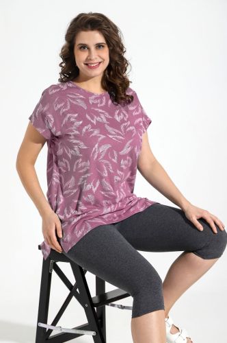 Изображение товара «Женский костюм (футболка+бриджи) из кулирки «Медуница-2 [малиновый]» арт 83387» из магазина «Ивановский-Текстиль.РФ»