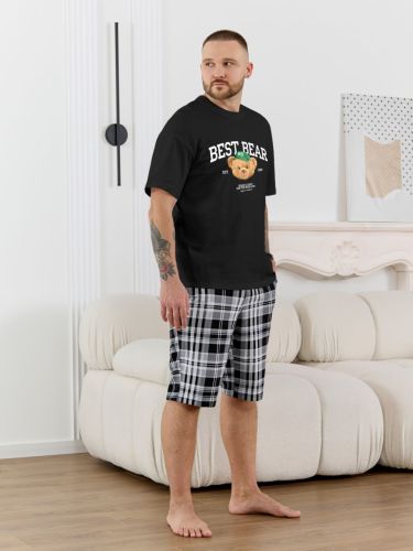 Изображение товара «Мужской костюм (футболка+шорты) из кулирки «Мишель-7 [черный]» арт 89235» из магазина «Ивановский-Текстиль.РФ»