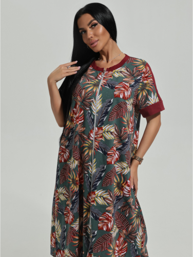 Изображение товара «Женский халат (на молнии) из кулирки «Барышня [изумруд]» арт 77356» из магазина «Ивановский-Текстиль.РФ»