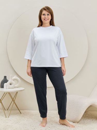 Изображение товара «Женские брюки из кулирки «Люра [темно-синий]» арт 87362» из магазина «Ивановский-Текстиль.РФ»