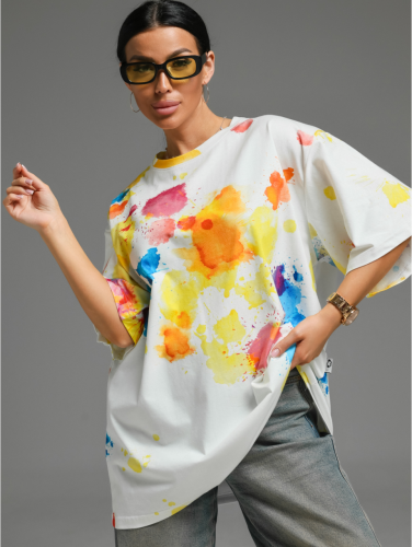 Изображение товара «Женская футболка из кулирки «Ирбис [акварель]» арт 84086» из магазина «Ивановский-Текстиль.РФ»