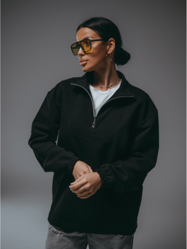 Изображение товара «Женский свитшот из лакосты 2х нитки пенье «Брамея [черный]» арт 86505» из магазина «Ивановский-Текстиль.РФ»