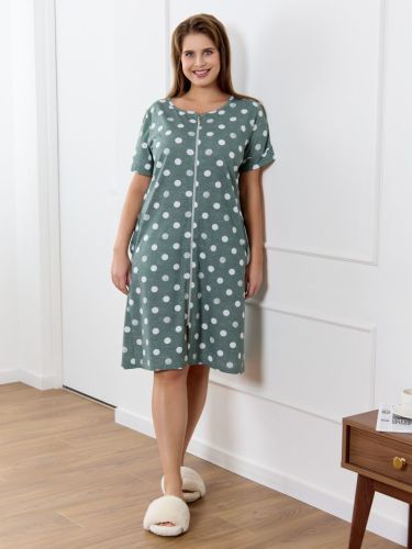 Изображение товара «Женский халат (на молнии) из кулирки «Элит [зеленый]» арт 87102» из магазина «Ивановский-Текстиль.РФ»