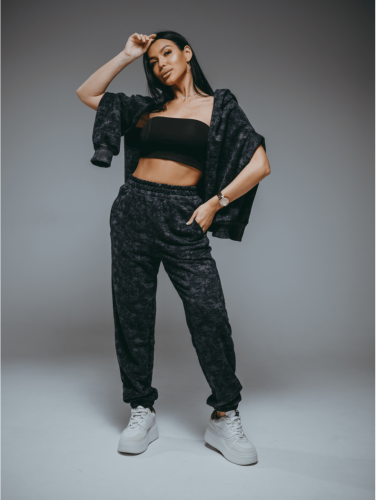 Изображение товара «Женские брюки из футера 3х нитки пенье фирча «Стиль [серый варенка]» арт 86177» из магазина «Ивановский-Текстиль.РФ»