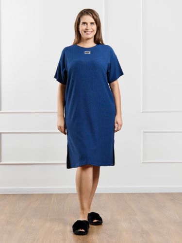 Изображение товара «Женская туника из фактурного трикотажа «Рената-1 [синий]» арт 87675» из магазина «Ивановский-Текстиль.РФ»