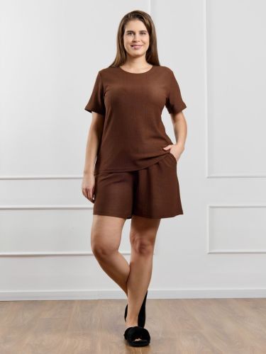 Изображение товара «Женские шорты из фактурного трикотажа «Рената-3 [коричневый]» арт 87682» из магазина «Ивановский-Текстиль.РФ»